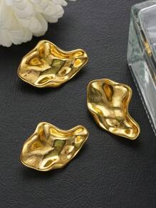 3 Peças/Pacote Botões de Metal Esmaltados Assimétricos, Adequados para Vestidos, Cardigãs, Jaquetas, Suéteres, Ternos - Botões de Costura Personalizados Únicos, Adequados para Decoração de Moda - Preto e Dourado