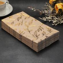 20 件双层金叶和黑色花卉印花餐巾，13x15.75 英寸 - 婚礼、生日、花园派对装饰纸巾，适合复活节、感恩节、父亲节、母亲节