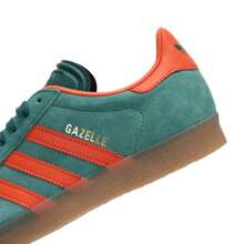 Adidas Originals GAZELLE 男女款复古休闲运动鞋，低帮滑板鞋，IG6200 - 綠/橘紅 - 查看 8