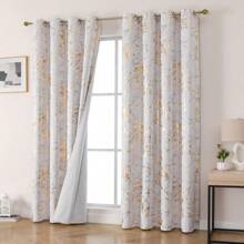 1pc/Set High Precision Gold-Plated Floral Pattern Curtain, Suitable For Living Room/Bedroom/Balcony/Hotel/Office/Bar/Outdoor Queue, Top Grommet Style Curtain, Easy Installation - Multicolor - View 6