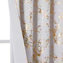 1pc/Set High Precision Gold-Plated Floral Pattern Curtain, Suitable For Living Room/Bedroom/Balcony/Hotel/Office/Bar/Outdoor Queue, Top Grommet Style Curtain, Easy Installation - Multicolor - View 4