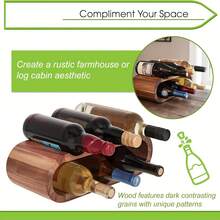 قطعة واحدة من رف الخشبي، رف على الطاولة سعة 6 زجاجات، ديكور عملي للطاولة للاستخدام المنزلي، رف عرض لمطعم أو بار، ديكور منزلي، هدايا للمناسبات - قهوة بني - مشاهدة 5