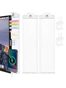 1 pieza Tablero de notas acrílico transparente/gris translúcido para monitor, diseño multifuncional con clip sin pegamento izquierdo/derecho, bloc de notas, almacenamiento de teléfono, tablero de mensajes para pantalla de computadora, adecuado para la temporada de regreso a clases, estudiantes, aprendizaje, negocios, escritorio de oficina - Multicolor - Ver 8