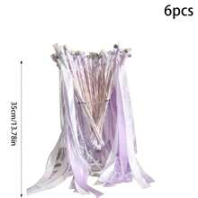6 PCS Wedding Ribbon Sticks Wands With Bell, Ribbon Streamer Silk Fairy Wand With 3 Ribbons For Wedding Send Off Idea, Bridal Shower And Ceremony Event - Multicolor - View 12