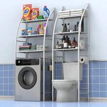 Kệ để đồ phòng tắm kiểu thuyền buồm không đục lỗ dùng để đựng đồ nhà vệ sinh trong phòng tắm, kệ để đồ nhà vệ sinh đặt trên sàn - trắng - Xem 4