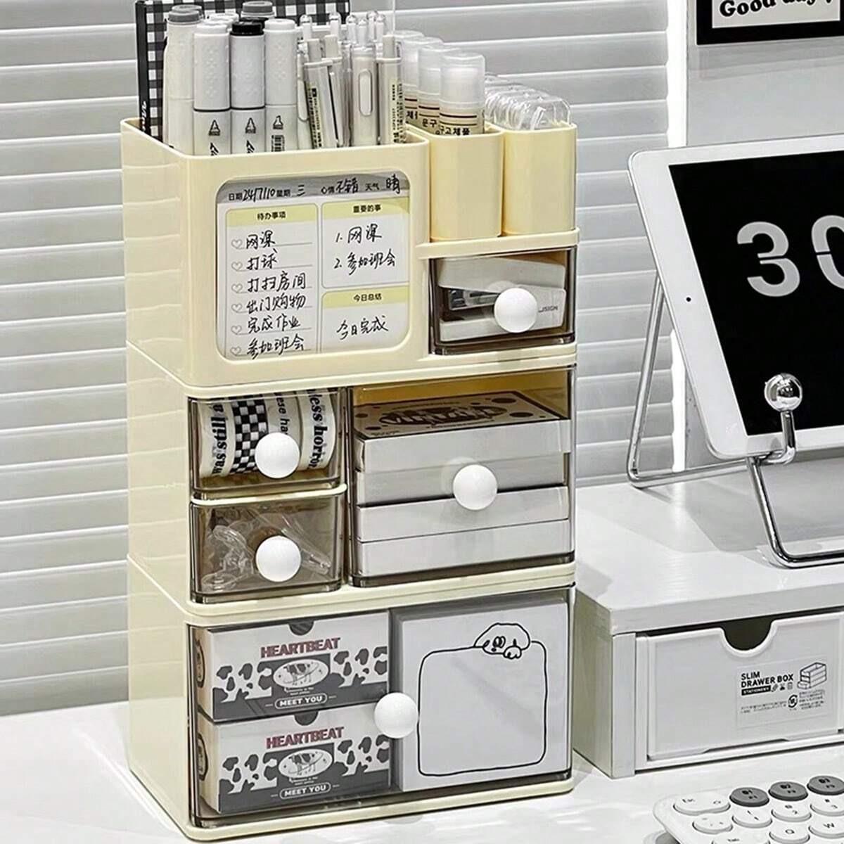 Portapenne In Cuoio Nero Made In Italy - Design Rotondo Per Scrivania, Cuciture Artigianali