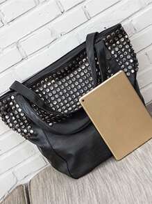 Dedoo Soft Leather 2025 New Handbag Joker Tote Bag Simple Shoulder Bag Rivet Design Large Capacity Ladies Big Bag, Shopping, Shopping, Work. Convenient To Travel,