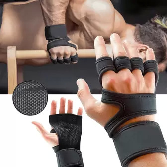 New Sports Half Finger Gloves, Anti Slip Silicone Palm Protection, Fitness Equipment Gloves, Men's Sports Compression Wrist Protection Gym Accessories, Sport, Gym, Home Exercise, Women's Gym Gloves, Boxing Gloves, Gym Gloves, Gym Gloves, Men's Gym Gloves