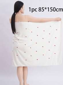 1 pièce Serviette décorative en polaire de corail brodée de fraises, serviette de bain/de toilette absorbante et douce, décoration de maison et de salle de bain