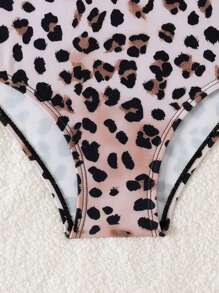 New Zebra Print One-Piece Swimsuit For Girls, Cute - Camel - View 5