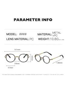 1 件装男士复古金属圆框时尚透明镜片眼镜，适合时尚装扮、电脑使用、游戏、日常佩戴 - 彩色 - 查看 8