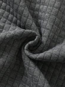 Sudadera de hombre de primavera/otoño con estampado de jacquard, patrón de cuadros, bolsillo, dobladillo acanalado - Gris Oscuro - Ver 7