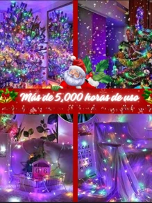 Serie Navideña de 200 Focos LEDs de 10 Metros con Luz Multicolor 8 Modelos de Iluminación  Ideal para Árbol de Navidad Acompañado de Esferas Navideñas Guirnalda Serie Lineal - Tipo de Enchufe B USA (110-127V) - Ver 12