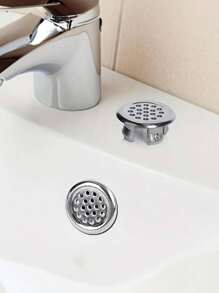 1/4/6pcs Set Of Plastic Bathroom Kitchen Sink, Replaceable Overflow Cover Ring Insert, Chrome Hole Circular Drainage Cover, Sink Accessories, Faucet Sink Cover, Sink, Plastic Electroplating Material, Kitchen And Bathroom Faucet Accessories, Anti Clogging Sewer Accessories, Floor Drain, Sink Decoration
