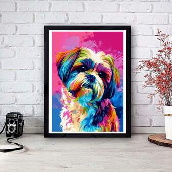 30x40cm Colorful Chow Chow Dog Canvas Print Wall Art, Pet Portrait Unframed, Modern Decorative Artwork For Living Room, Bedroom, Hallway