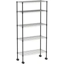 Wire Shelving Unit Metal Shelf With 5 Tier Casters Adjustable Layer Rack Strong - 1 - View 2