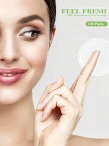 100pcs/50pcs Unisex Disposable Round Makeup Remover Pads, 6*6cm Disposable Skincare Cleansing Bags, Soft-Textured Makeup Remover Wipes For Nail Polish Removal, Makeup Removing Pads, Face Wash, Travel Portable Set, Suitable For Facial Care, Makeup, Skincare, Home Or Travel, Wedding, Party, Birthday, Women's Gift, Best Friend, Teacher, New Year, Christmas, Halloween Gift