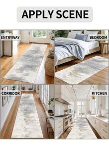 1 peça Tapete de Corredor de Veludo de Cristal Cinza e Dourado, Estilo Minimalista Moderno, 850g / M², Espessura de 0,8 cm, Anti-Derrapante e Lavável, Adequado para Decoração de Casa, Sala de Estar, Cozinha, Sala de Jantar, Escritório. Todas as Estações, Decoração de Quarto - Cinza - Ver 3