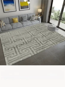 1 件矩形水晶天鹅绒地毯，迷宫复古图案大地毯，客厅沙发茶几地毯，卧室墙到墙豪华家用地垫 - 彩色 - 查看 12