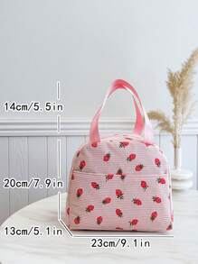 Portable Lunch Bag, Thermal Lunch Box, Bento Bag, Dinner Insulated Bag, Thickened Cute Lunch Fruit Bag For Students, Pink Leopard Print Floral Bag, School Supplies - Pink - View 11