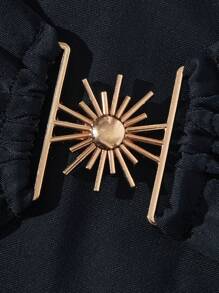 2025 Summer Black Metal Decor Beach Bikini Set, 3pcs Vacation - Black - View 4