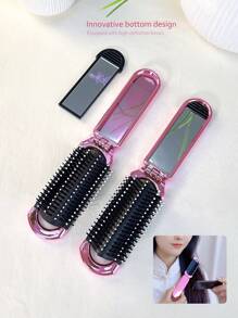 1 件粉色光泽电镀可折叠梳子，附带小镜子，便携式紧凑设计，发刷，梳子，美发工具，理发沙龙美容旅行必需品的美发产品和配件，返回学校，旅行度假必需品，女士发饰，刷子，发刷，边缘刷，刷头发，发梳，梳头发，顺发刷，球刷，迷你发刷，发刷套装，木梳，发刷，刷子，梳子，光滑后刷，发刷，边缘刷，刷头发，发梳，发刷套装，梳头发，迷你发刷，顺发刷，发刷，头发，配件，美发产品，美发工具，美发用品，护发，卷发刷，理发师，理发配件，美发设备，小梳子，迷你发刷，旅行必需品，旅行必需品，发型，美发 - 粉色 - 查看 12