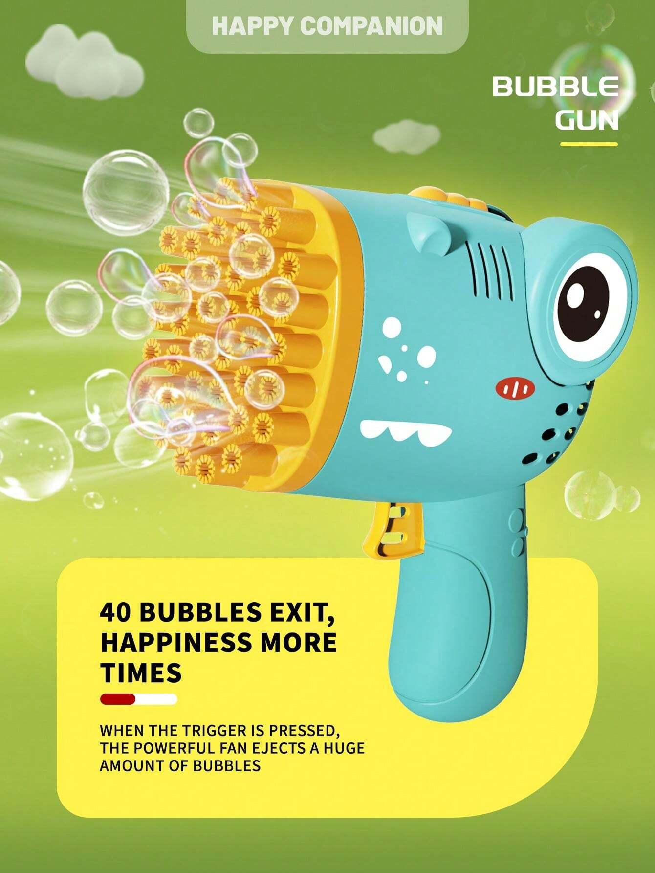 Pistola Portatile Per Bolle Di Sapone Elettrica Automatica 10 Fori, Per Bambini 3-6 Anni