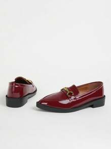 Nowe lakierowane skórzane buty typu Oxford na grubym obcasie, retro płaskie buty ze spiczastym noskiem, modne i uniwersalne wysokie obcasy