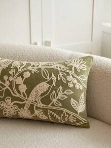 1 Vỏ gối nhung thêu hoa và chim, thích hợp trang trí trong nhà, 4 mùa, không bao gồm ruột gối - màu xanh lá - Xem 9