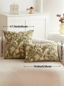 1 Vỏ gối nhung thêu hoa và chim, thích hợp trang trí trong nhà, 4 mùa, không bao gồm ruột gối - màu xanh lá - Xem 4
