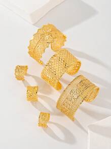 Women's Jewelry Bracelet Ring Two-Piece Set, Wide Face Design, Noble And Generous, Suitable For Women's Daily Wear, Attending Wedding Parties, Gifts, Three Styles To Choose From