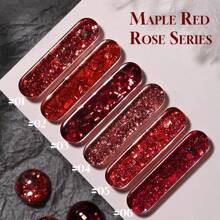 15ml Esmalte de Unhas Série Sequin Rosa Vermelha da Nail Za, Esmalte de Unhas Vermelho Sequin Brilhante Explodir, Cola de Gliter Branca para Unhas, Comum Usado em Salão de Beleza