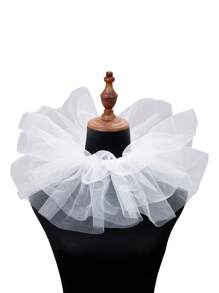 1pc Exaggerated Puff Ruffled Detachable Mesh Fake Collar For Women