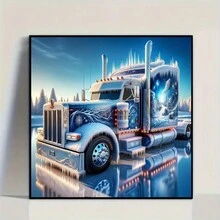 1 Set 5D Rund-Diamant-Malset - Winter Eislaufszene, Transportthema, Vollbohrer-Leinwand, einfaches DIY-Handwerk, toll für die Heimdekoration