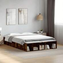 Smoked Oak Bed Frame 1490 Cm Stylish And Durable Design Without Mattress - Brown - View 1