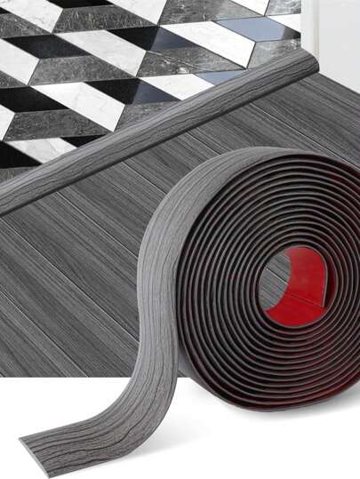 1pc 39.37inch Gray Strip, Self-Adhesive Vinyl Transition Strip, Laminate Floor Divider For Joining Floor Gaps And Carpet Thresholds, Carpet Threshold Transition, Floor Tiles For Hotel/Restaurant/Office/Commercial