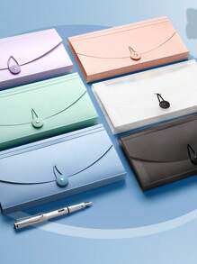 1pc Horizontal Accordion Style Receipt Holder 13 Pockets VAT Invoice Bill Document Organizer Folder Case,Back To School,School Supplies - Multicolor - View 4