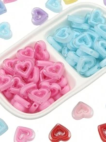 5/10 件 23x20 毫米亚克力双色爱心珠散珠手工 DIY 手链项链珠子材料小珠宝配件 - 情人节 DIY 礼物 - 愛心珠 - 查看 4