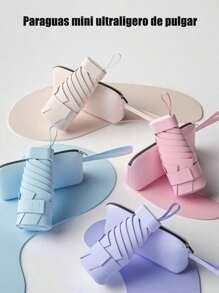 1pc Ultralight Mini Thumb Umbrella, Five-Fold Folding, With Black Film For Sun Protection, Anti-UV Radiation Parasol, Useful For Both Sunny And Rainy Days, Sun Umbrella.