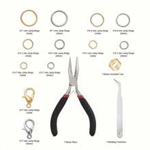 终极珠宝制作用品套件 - 包括钳子、铜环、不锈钢镊子、龙虾扣和更多基本工具，用于制作独特的项链、手镯和配饰 - 彩色 - 查看 7