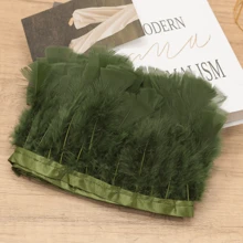 1 yarda de Ribete de tela con plumas de pavo totalmente emplumadas de estilo clásico, accesorio DIY hecho a mano y colorido para decoración de Halloween, fiesta festiva, boda, disfraz de baile, bolso, tocado, decoración de manga
