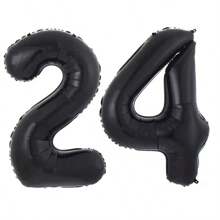 32英寸黑色数字气球，适用于生日和周年纪念日，通用庆祝派对用品铝箔材料，拍照道具，室内和房间装饰 - 黑色 - 查看 23