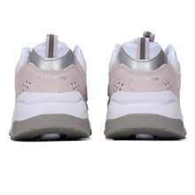 Skechers 女士 D'LITES 系列时尚系带休闲鞋，厚底舒适熊猫运动鞋。37 码及以上建议订购小半码。 - 白色/淺粉紅色 - 查看 3