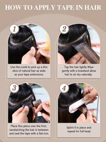 Yilite 20片/包，12-24英寸黑色真人发接发，双面胶带，无缝直发发片，50克，4号巧克力棕色 - S4 - 查看 7