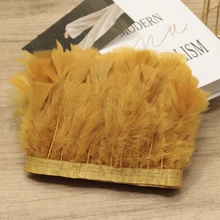 1 yarda de Ribete de tela con plumas de pavo totalmente emplumadas de estilo clásico, accesorio DIY hecho a mano y colorido para decoración de Halloween, fiesta festiva, boda, disfraz de baile, bolso, tocado, decoración de manga