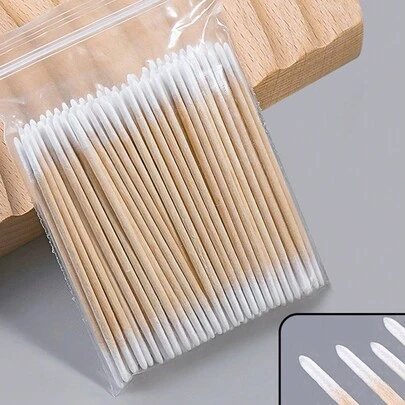 100/300/500pcs Disposable Ultra-Thin Lint-Free Wooden Mascara Brushes - Unscented