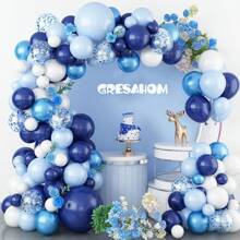 1 set de kit de arco y guirnalda de globos azul marino, dorado, plateado y blanco. Globos de látex metálicos dorados, blancos y confeti de colores variados, en diferentes tamaños, para decoración de despedida de soltera, cumpleaños, boda, aniversario y graduación - Varios estilos disponibles - Multicolor - Ver 9