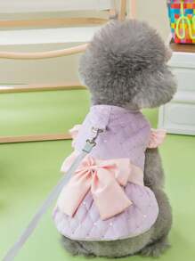 圣诞礼物可爱冬季小狗衣服保暖女童公主狗猫连衣裙宠物甜美裙子小型犬服装宠物连衣裙大号蝴蝶结秋冬小狗连衣裙飞袖两腿小型中型犬幼犬猫装宠物用品