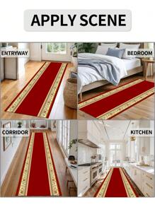 1 块现代简约红色地毯，850g/㎡ 水晶天鹅绒，0.8cm 厚矩形，防滑可洗地毯，适用于家居装饰、客厅、厨房、餐厅、办公室、所有季节 - 紅色 - 查看 3