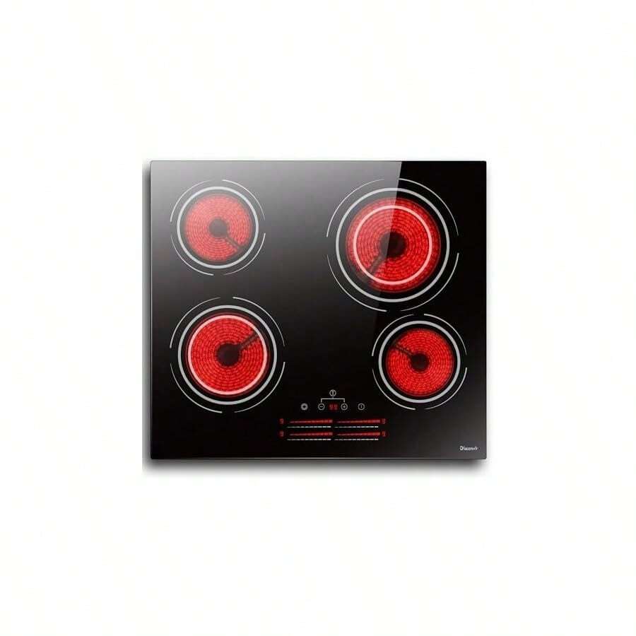 Ceramic Hob 4 Zone 6600W Electric Hob Built In 4 Burners 60cm Hard Wired Cooktop Dual Ring Function Slide And Touch Control 9 Power Levels Safety Lock Timer - 4Zone-6600w-Slide-60cm - View 1